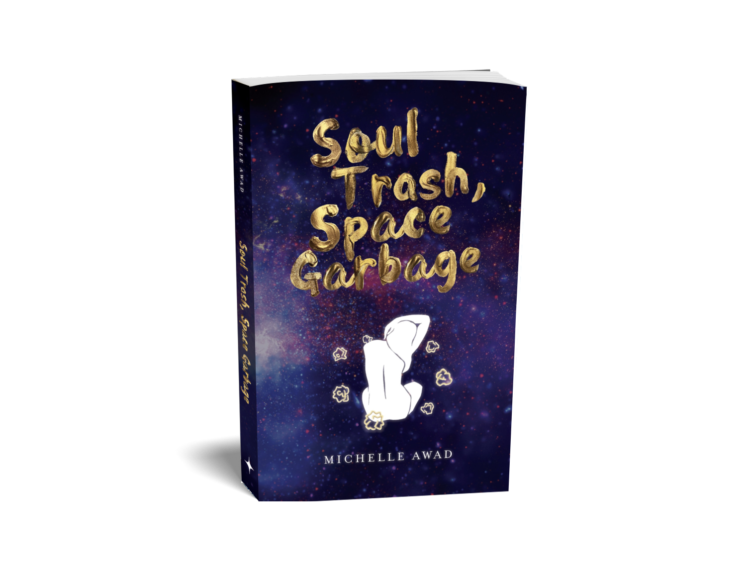 Purple celestial book cover reading Soul Trash, Space Garbage in gold text.