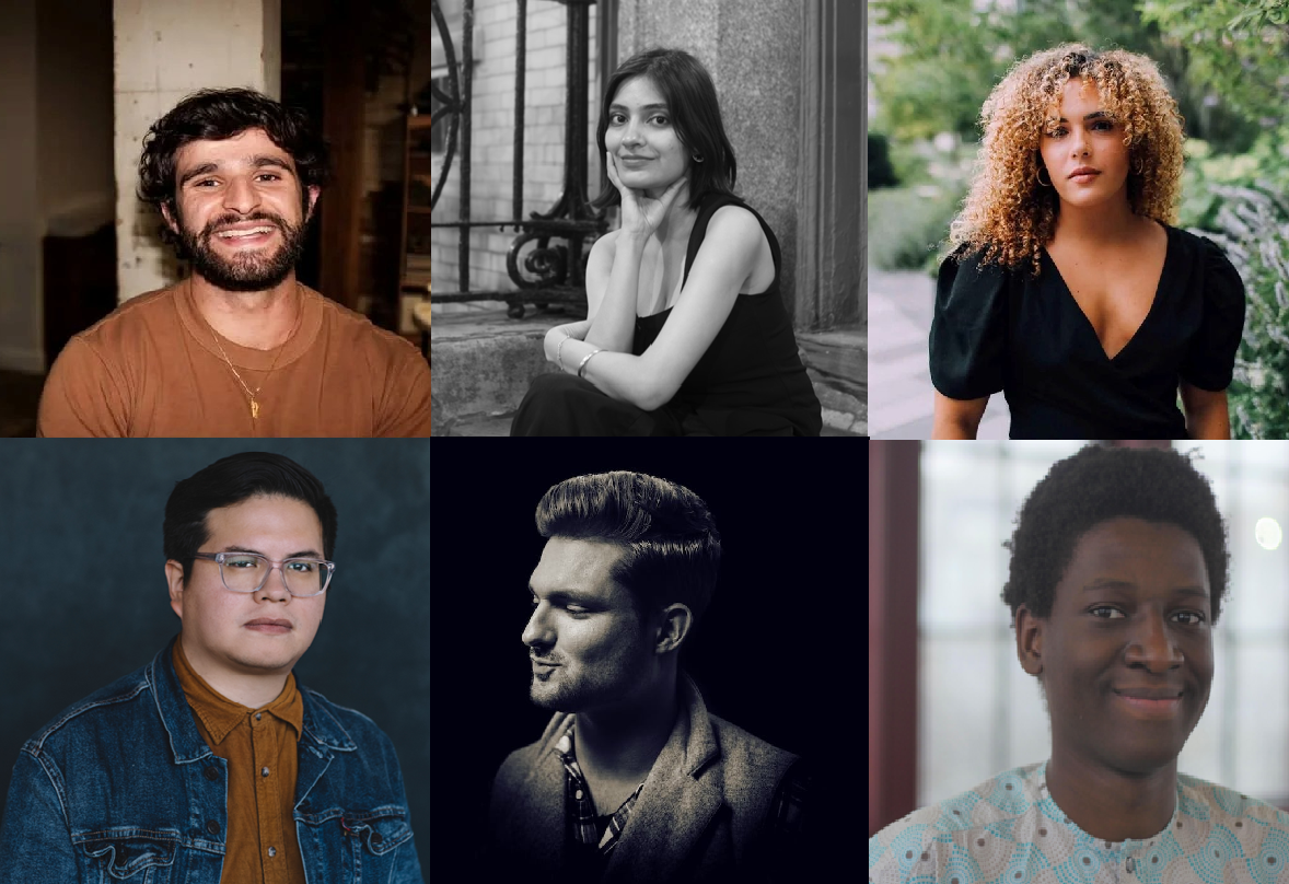 From left to right, photos of the readers and moderator: Darius Atefat-Peckham, Gauri Awashti, Isabella DeSendi, Sebastián H. Páramo, Phil SaintDenisSanchez, and Tawanda Mulalu.
