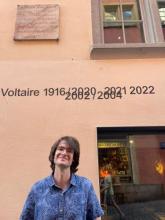 Me smiling in front of the Cabaret Voltaire 